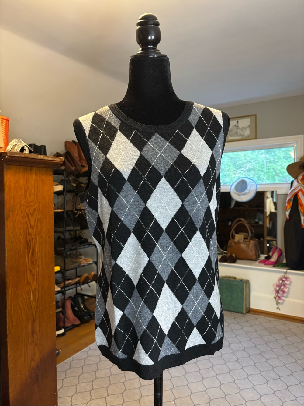 Brooks Brothers 346 | Merino Wool Argyle Twinset — Vest & Cardigan | Size L - Picture 4 of 11
